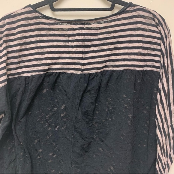 Anthropologie Pilar Black Striped Burnout Long Sleeve Top - Picture 12 of 12